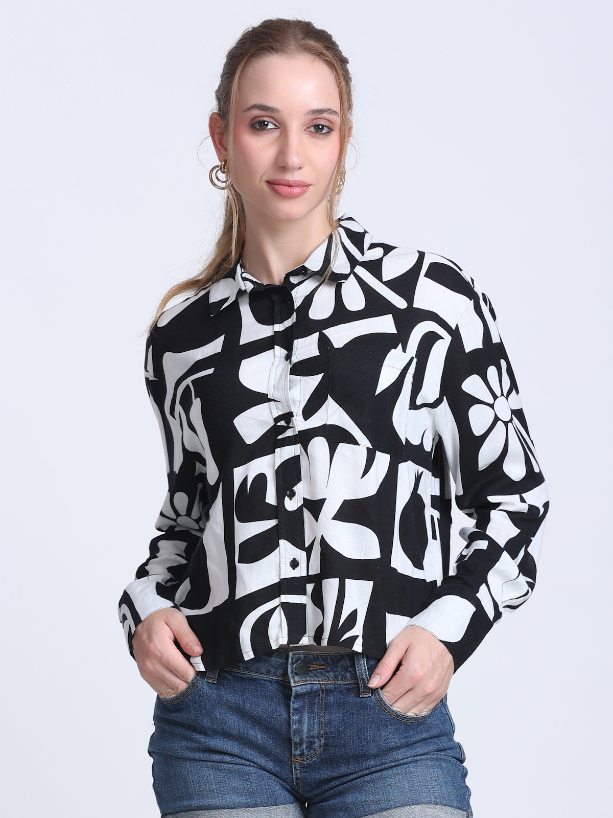 PRINTED SHORT LENGTH WOMEN SHIRT