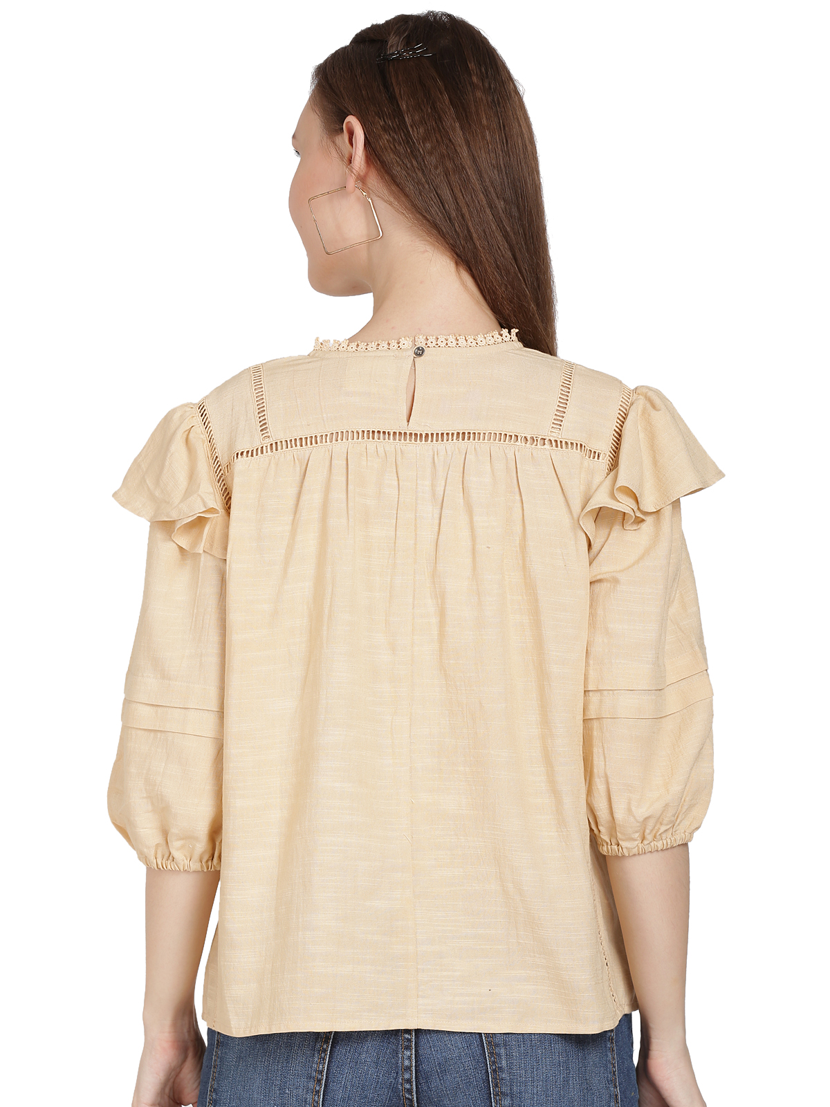 RAYON BLOUSE WITH INSERTED LACE