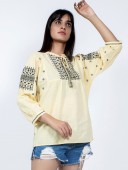 COTTON DOBBY EMBROIDERED TOP