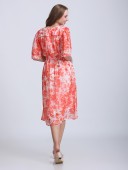 PRINTED POLY GGT FLERED DRESS WITH LINING LACE & SMOKING