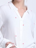 COTTON DUBBLE GAUZE BOTTOM TIE-UP SHIRT