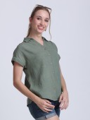 COTTON DUBBLE GAUZE SHIRT WITH CALF SLEEVE