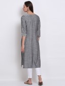 YARN DYED EMBROIDERY KNEE LENGTH KURTA