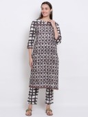 PRINTED EMBROIDERY KNEE LENGTH KURTA WITH PENT