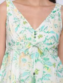 V NECK FLORAL PRINT KNEE LENGTH DRESS