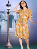 PRINTED TUNIC WITH FUNTIONAL PLACKET & SHORT SLEEVE