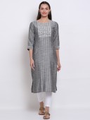 YARN DYED EMBROIDERY KNEE LENGTH KURTA