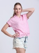 COTTON YARN DYED EMBROIDERY SHIRT WITH CALF SLEEVE