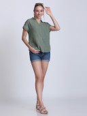 COTTON DUBBLE GAUZE SHIRT WITH CALF SLEEVE