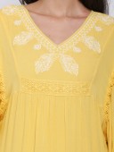 CRINKLE EMBROIDERED DRESS WITH LACE DETAILS