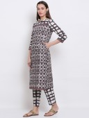 PRINTED EMBROIDERY KNEE LENGTH KURTA WITH PENT