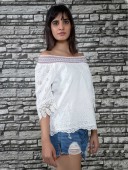 SCHIFFLY OFF SHOULDER SLEEVE TOP