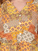 PRINTED TUNIC WITH FUNTIONAL PLACKET & SHORT SLEEVE