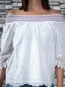 SCHIFFLY OFF SHOULDER SLEEVE TOP