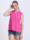 Magenta Cotton Dubble Gauze Sleeve Less Top