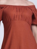 DYED FRONT RUCHING RAYON FLEX OFF SHOULDER