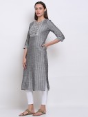 YARN DYED EMBROIDERY KNEE LENGTH KURTA