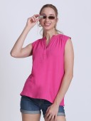 Magenta Cotton Dubble Gauze Sleeve Less Top