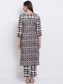 PRINTED EMBROIDERY KNEE LENGTH KURTA WITH PENT