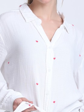 COTTON DUBBLE GAUZE BOTTOM TIE-UP SHIRT-back