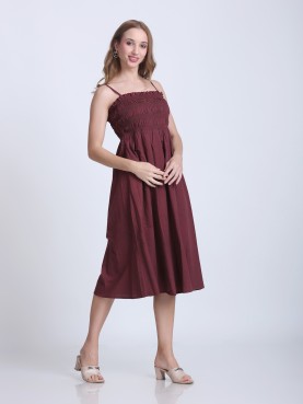 DYED POPLIN CALF LENGTH WITH FRONT & BACK BODY SMOKING DRESS-front