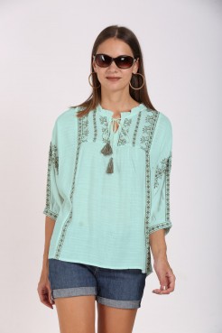 EMBROIDERED DROP SHOULDER BLOUSE-front